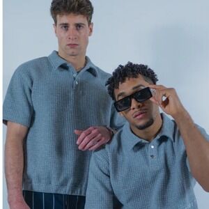 Walter Mitty Men Shirt- small- waffle weave, winter fall, gray Brand New‎